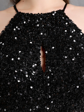 Sexy Cutout Halter Sleeveless Sequin High Slit Prom Dress
